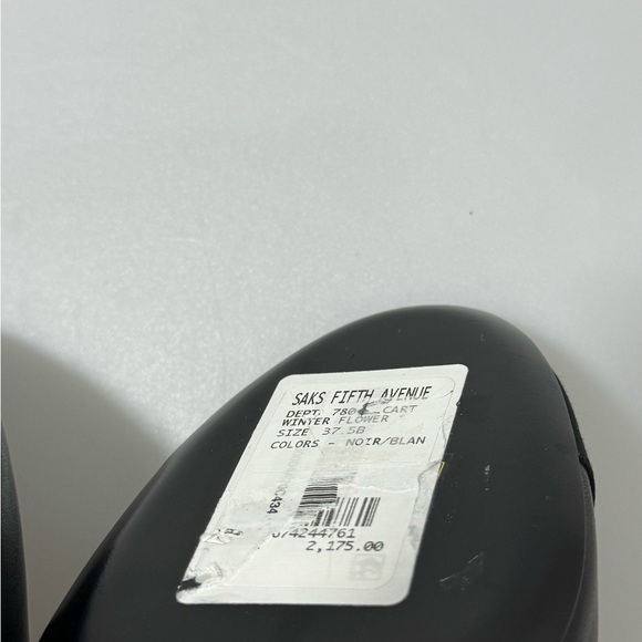 Chanel Mary Jane Shoes Lambskin Grosgrain Black White Winter Flower 37.5/US 7.5 - Picture 8 of 9